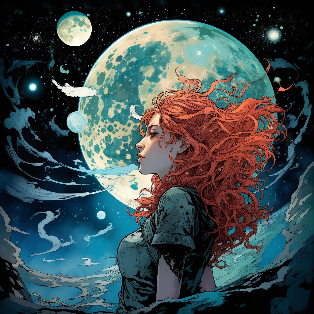 Art illustration the horizon in the style of lunarpu