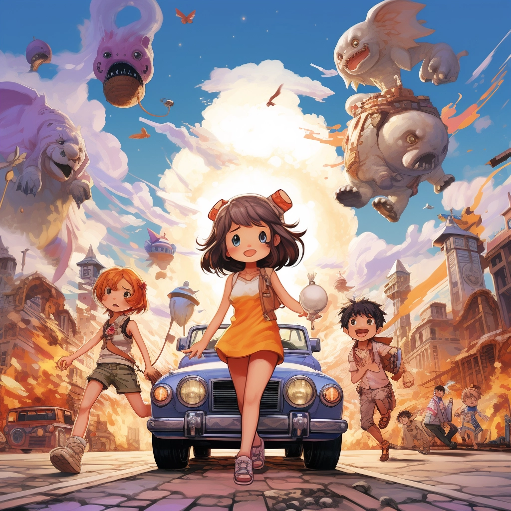 The cover of a cartoon with people in it in the styl