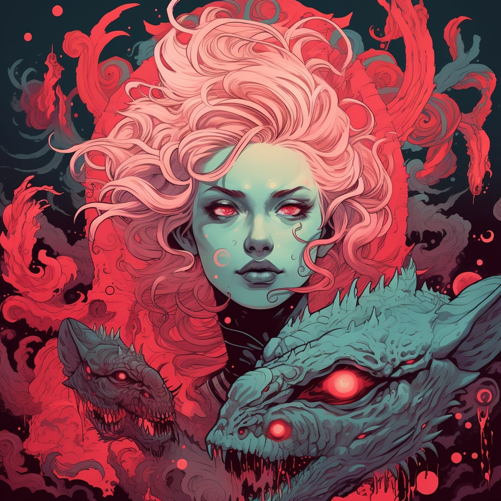 Art illustration the horizon in the style of lunarpu