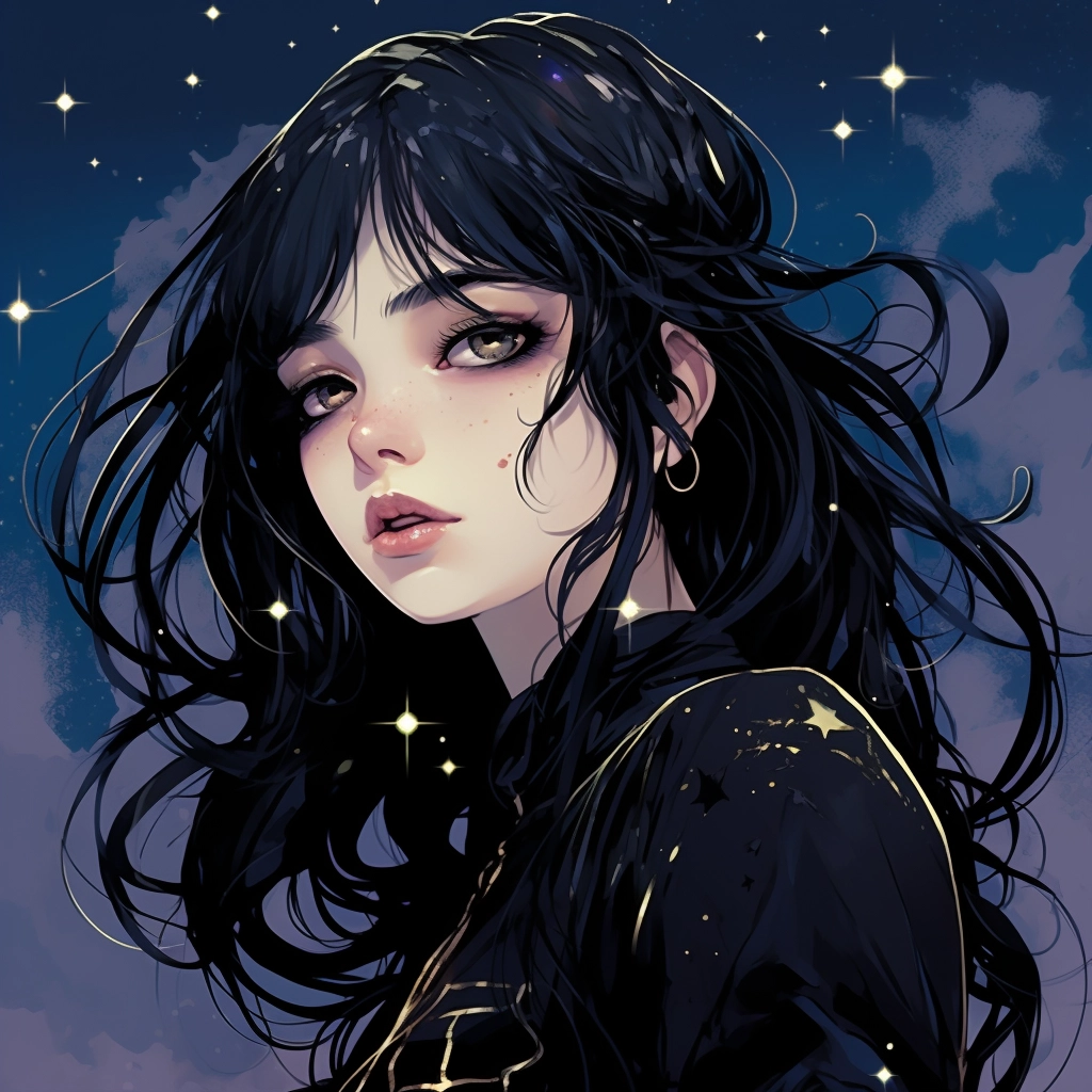 1990s starry eyed anime goth girl