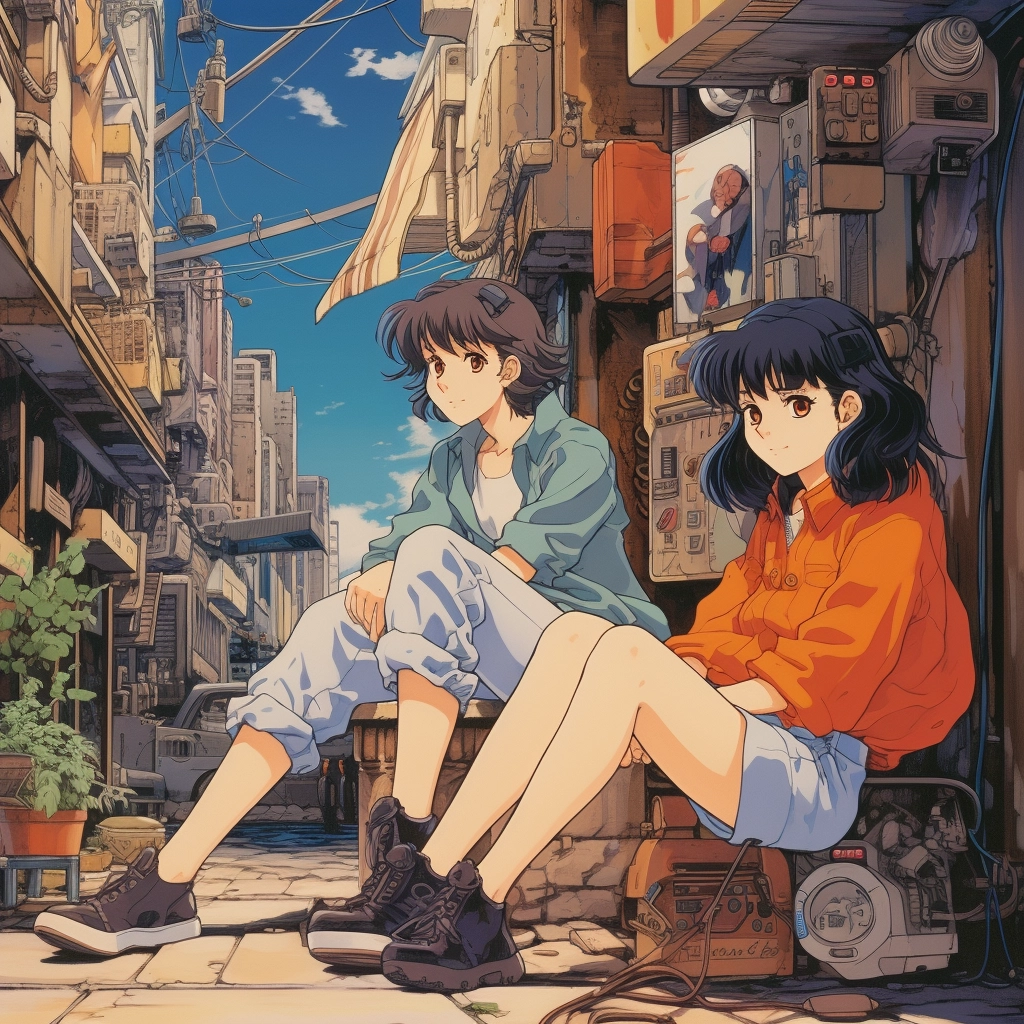1990s retro anime setting the scene  