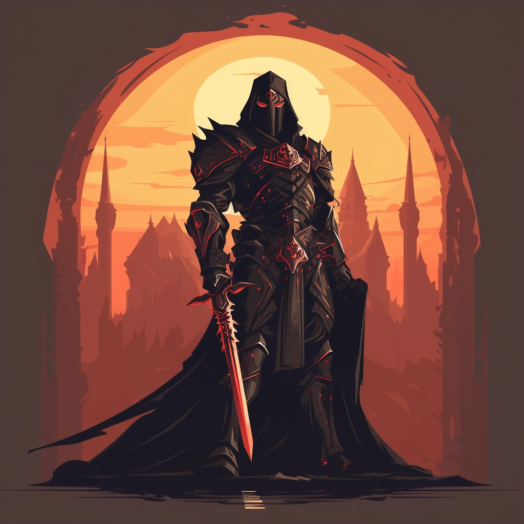 Dark medieval paladin 2d vector png