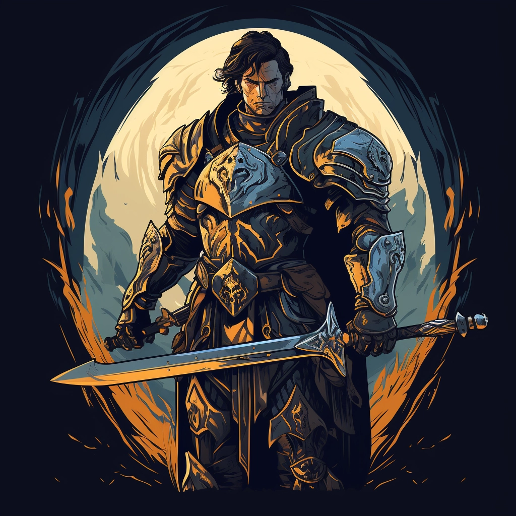 Dark medieval paladin 2d vector png