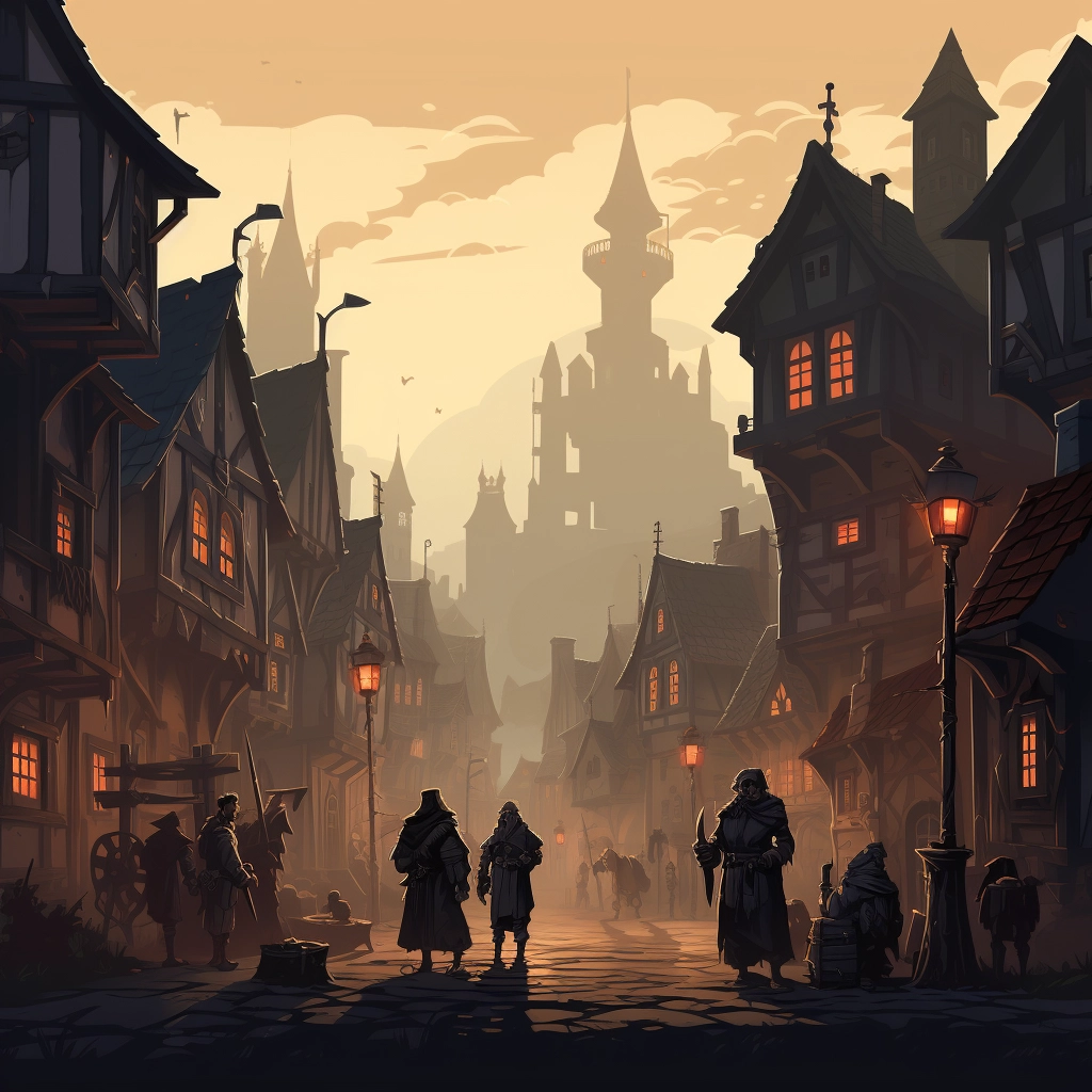 Dark medieval townsfolk 2d vector png  