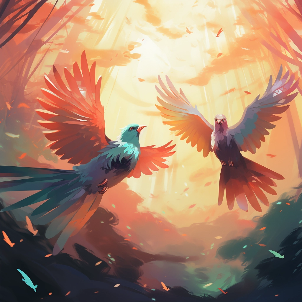 A beautiful illustration birds flying disney animati