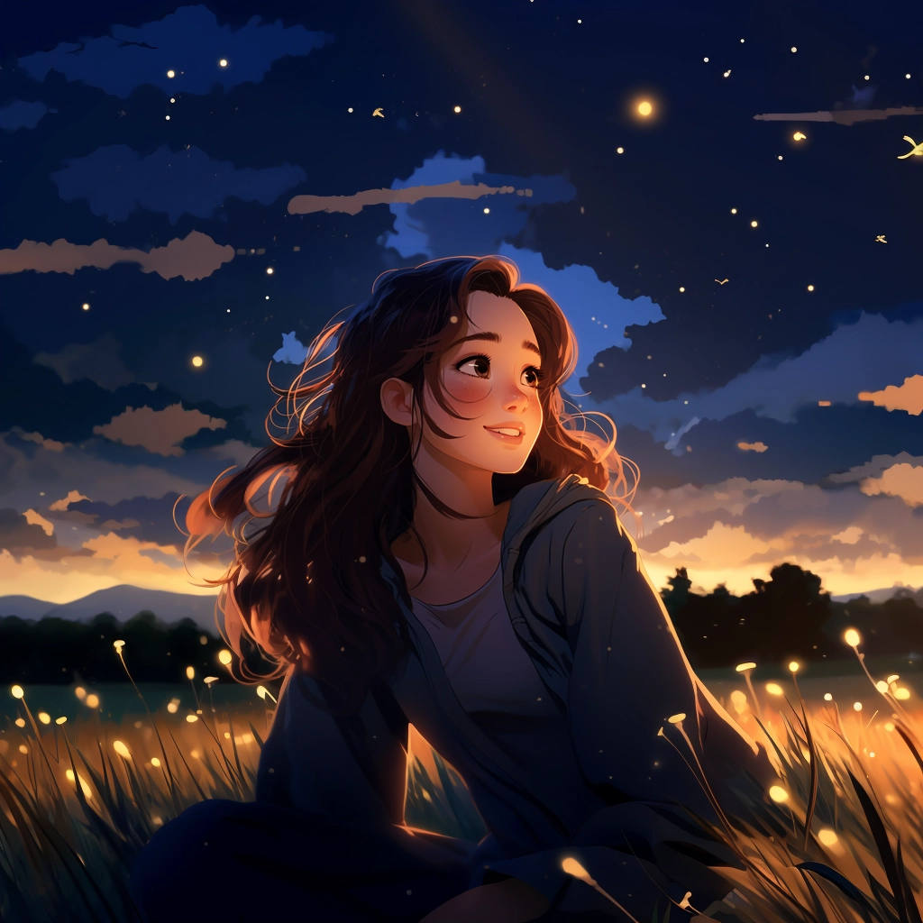 The anime girl with long hair in the style of romant