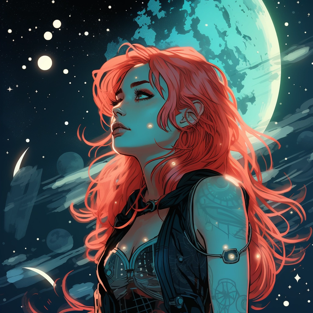 Art illustration the horizon in the style of lunarpu