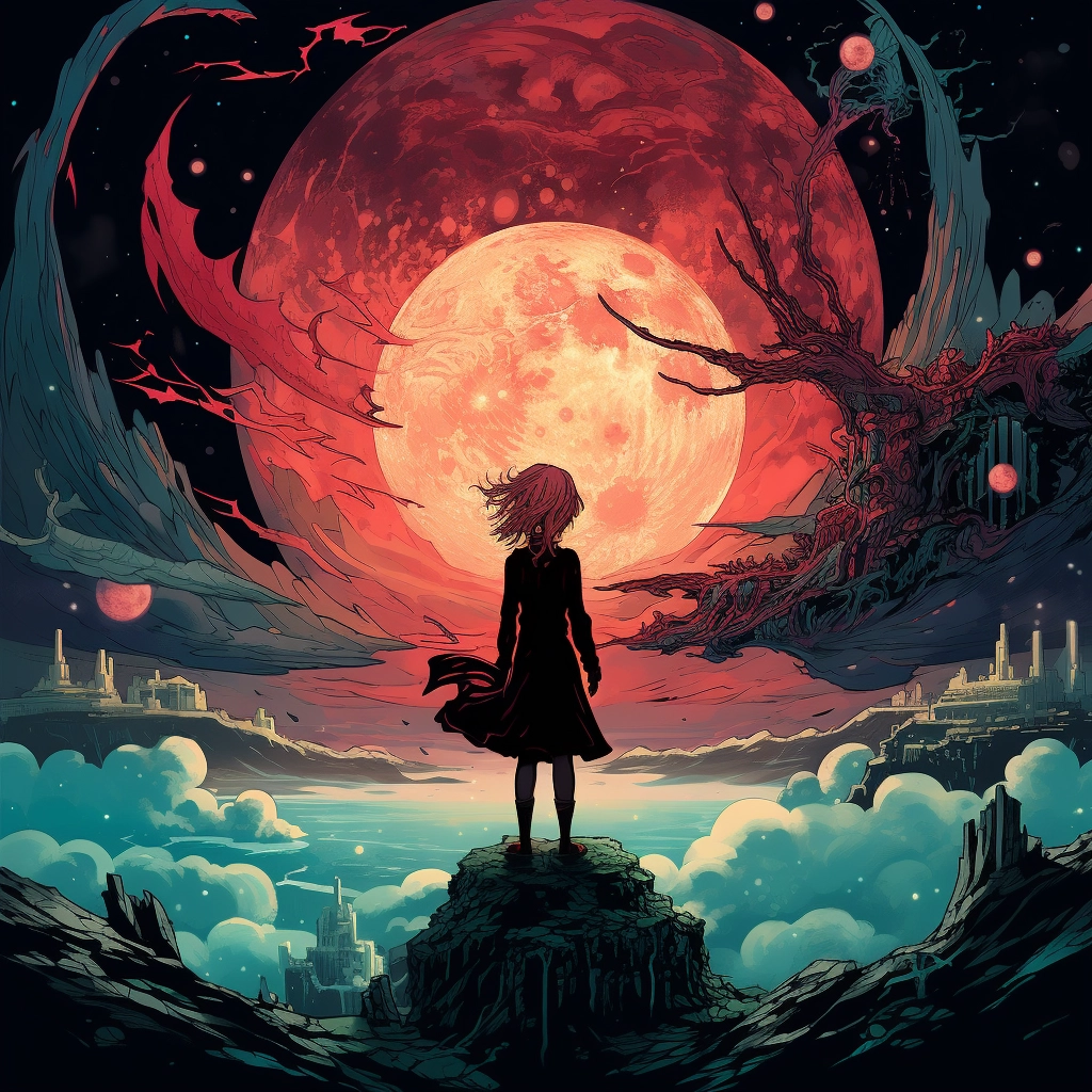 Art illustration the horizon in the style of lunarpu