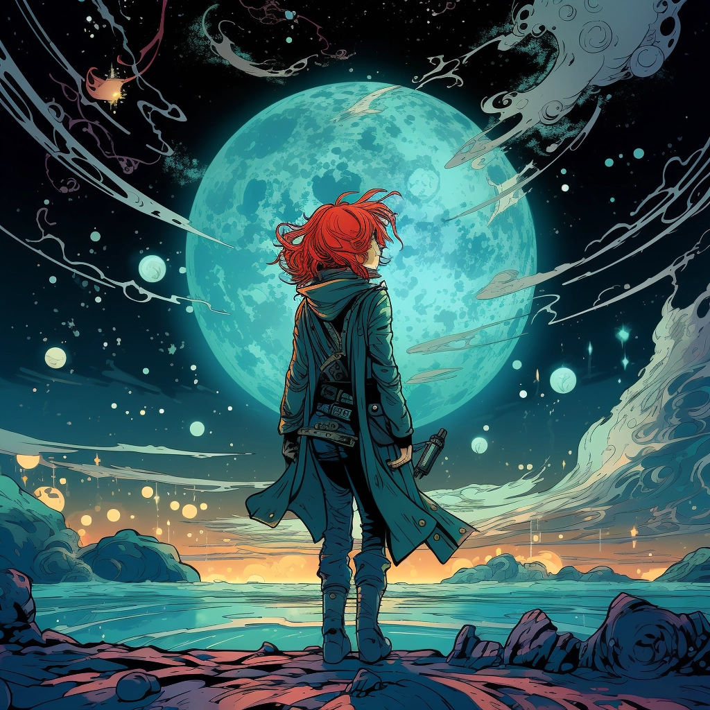 Art illustration the horizon in the style of lunarpu