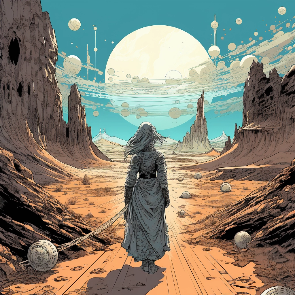 Art illustration the horizon in the style of lunarpu