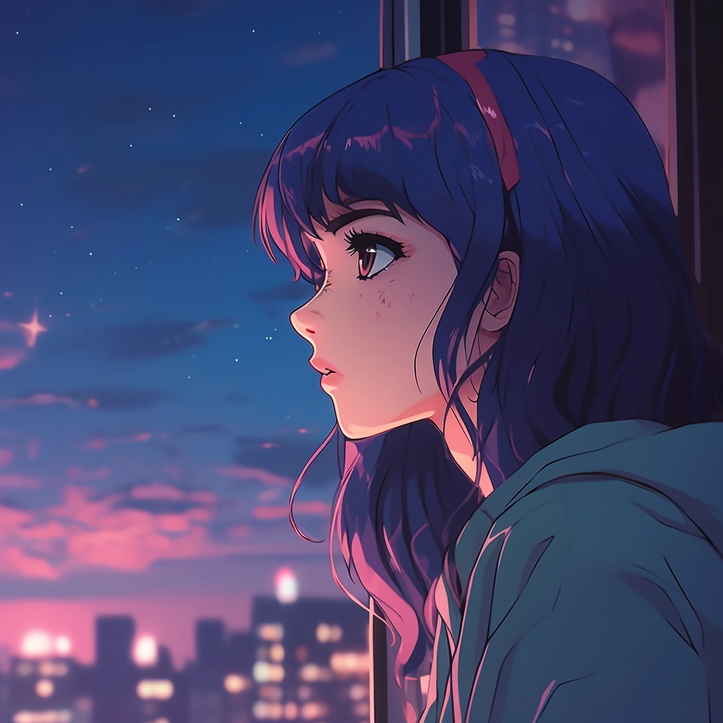 Sad moody lofi in the style of 1990s anime  