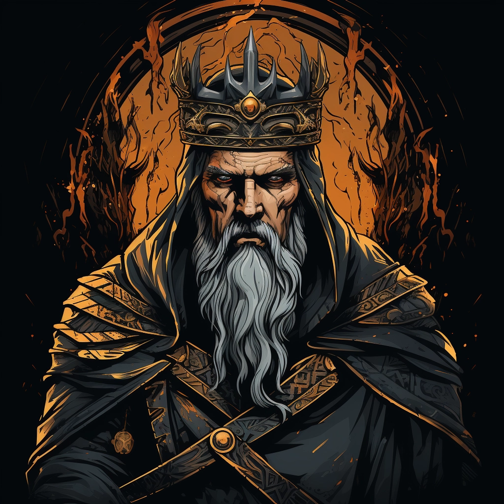Dark medieval king 2d vector png