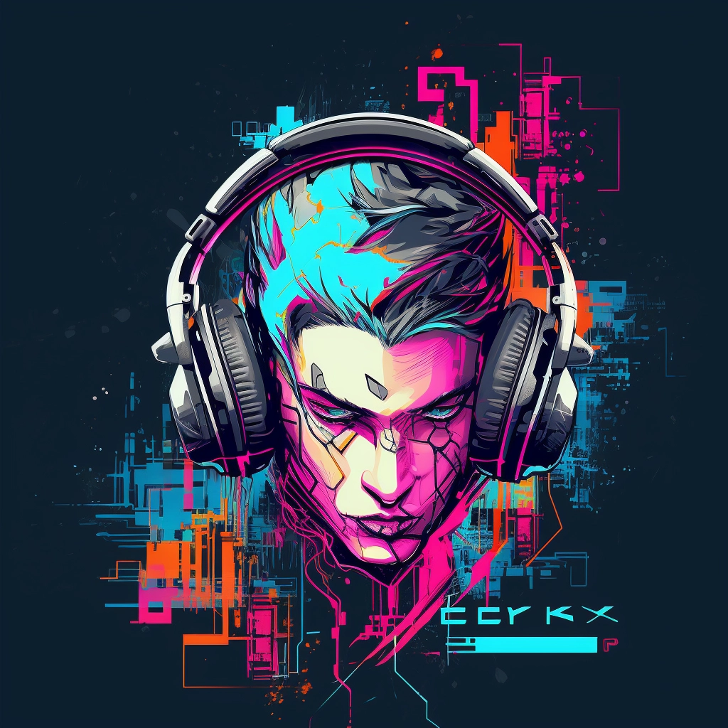 Cyberpunk style EDM logo