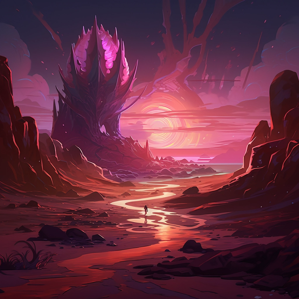 A beautiful illustration of a desert mirage in the s