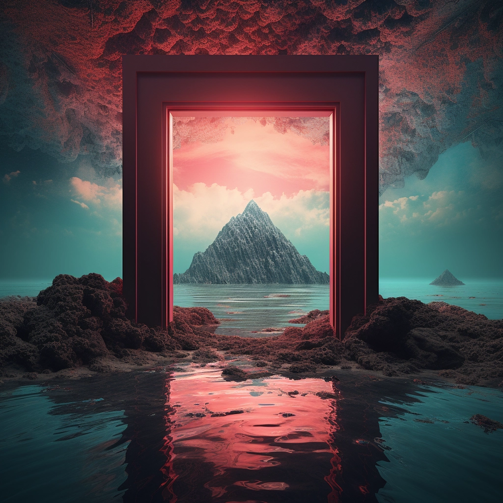 An entrance to an island in the water in the style o