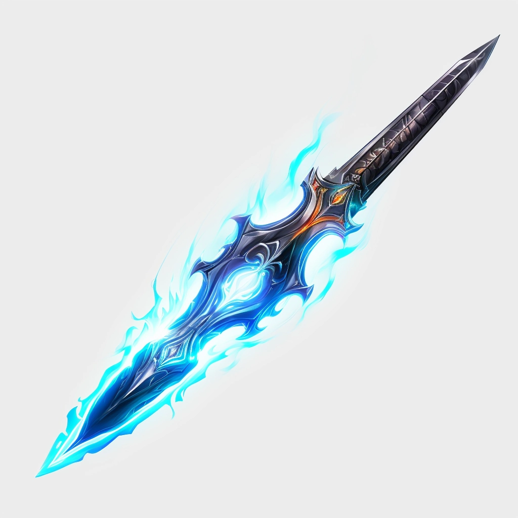 Sword with glowing blue flame 2d vector png  