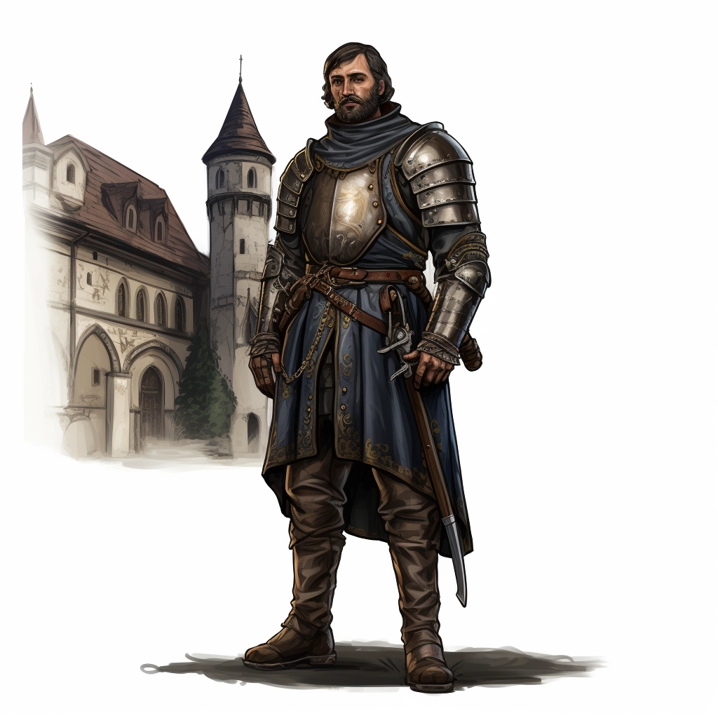 Dark medieval townsguard 2d vector png  