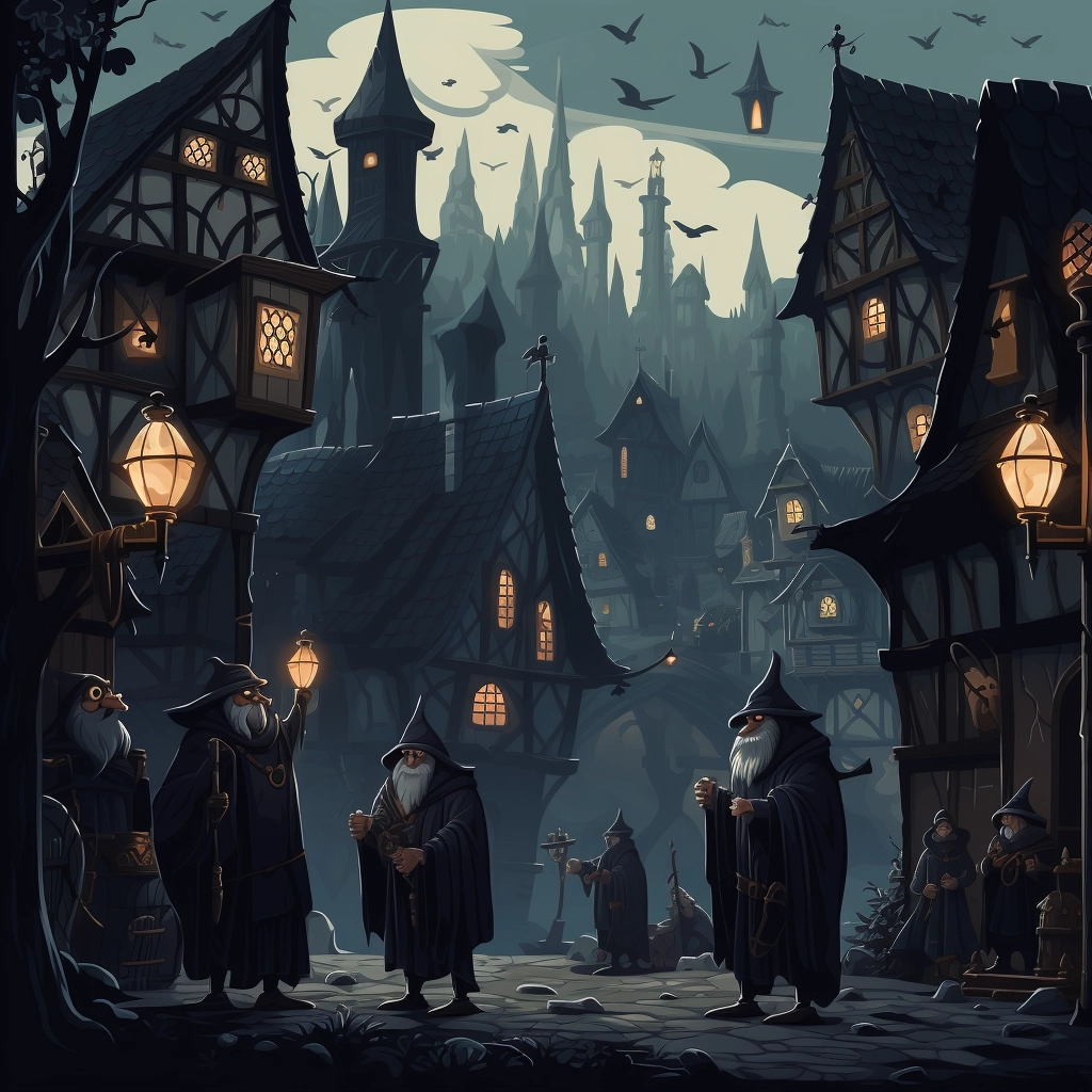 Dark medieval townsfolk 2d vector png  