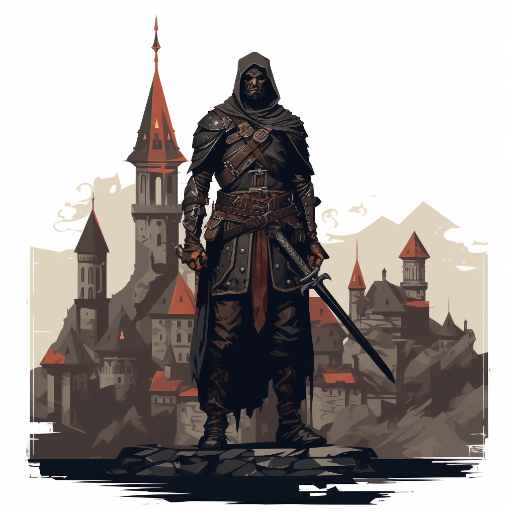 Dark medieval townsguard 2d vector png