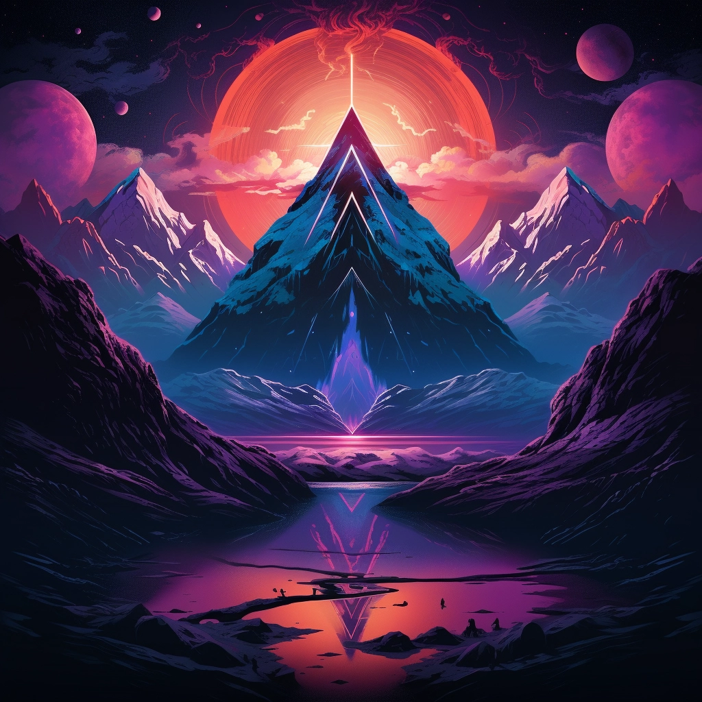 The poster is centered and shows some mountains in t