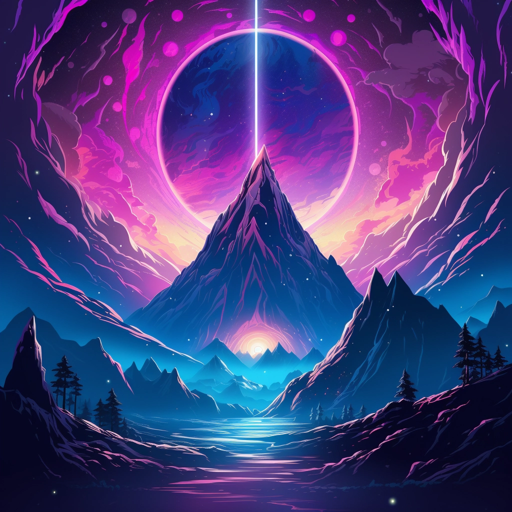 The poster is centered and shows some mountains in t