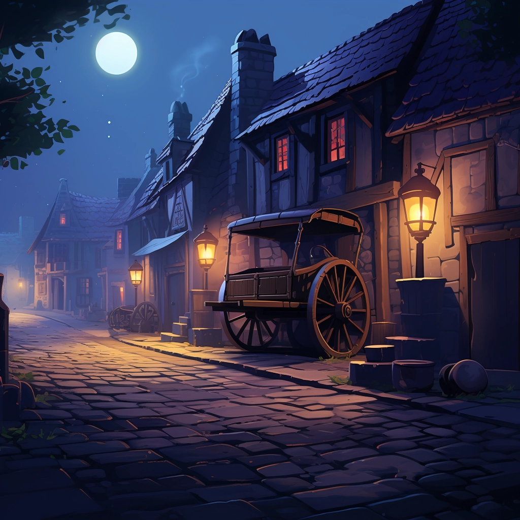 A beautiful illustration of a wagon on a cobblestone