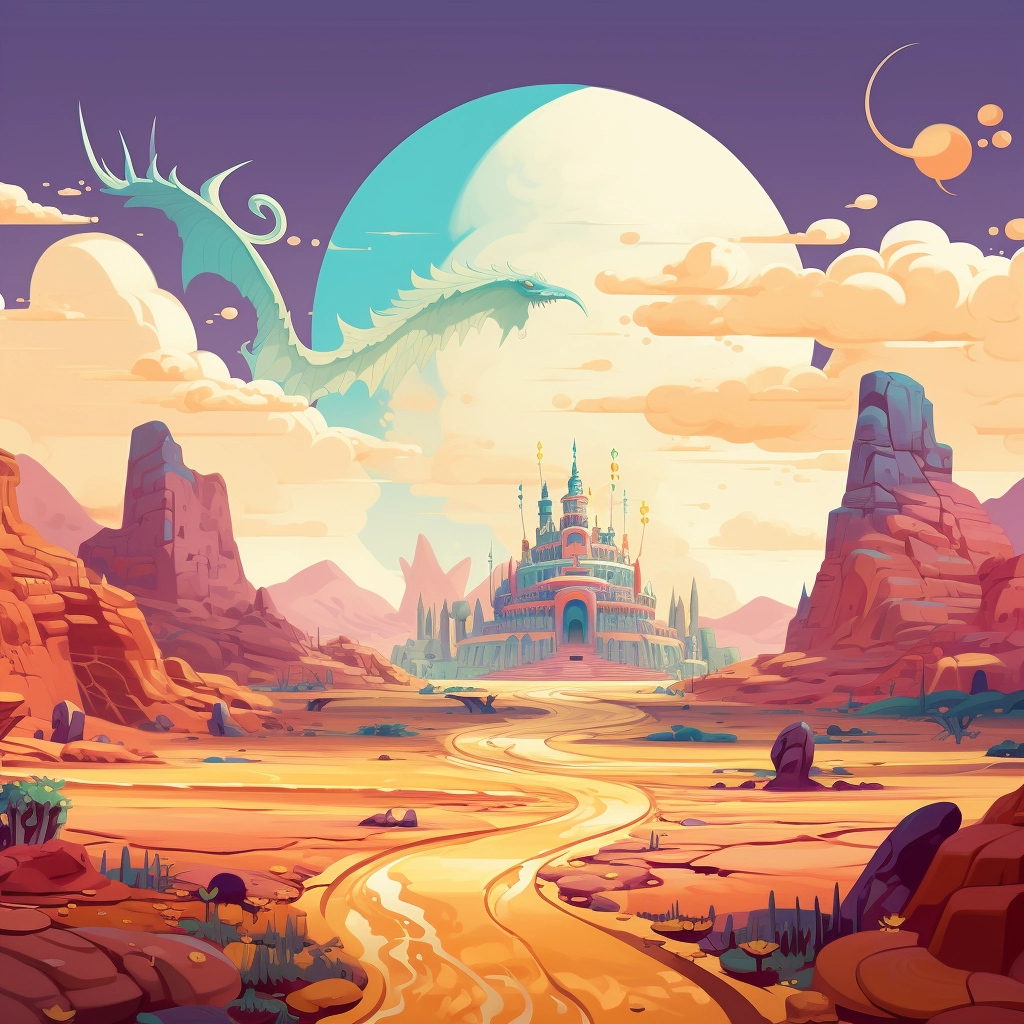 A beautiful illustration of a desert mirage disney a