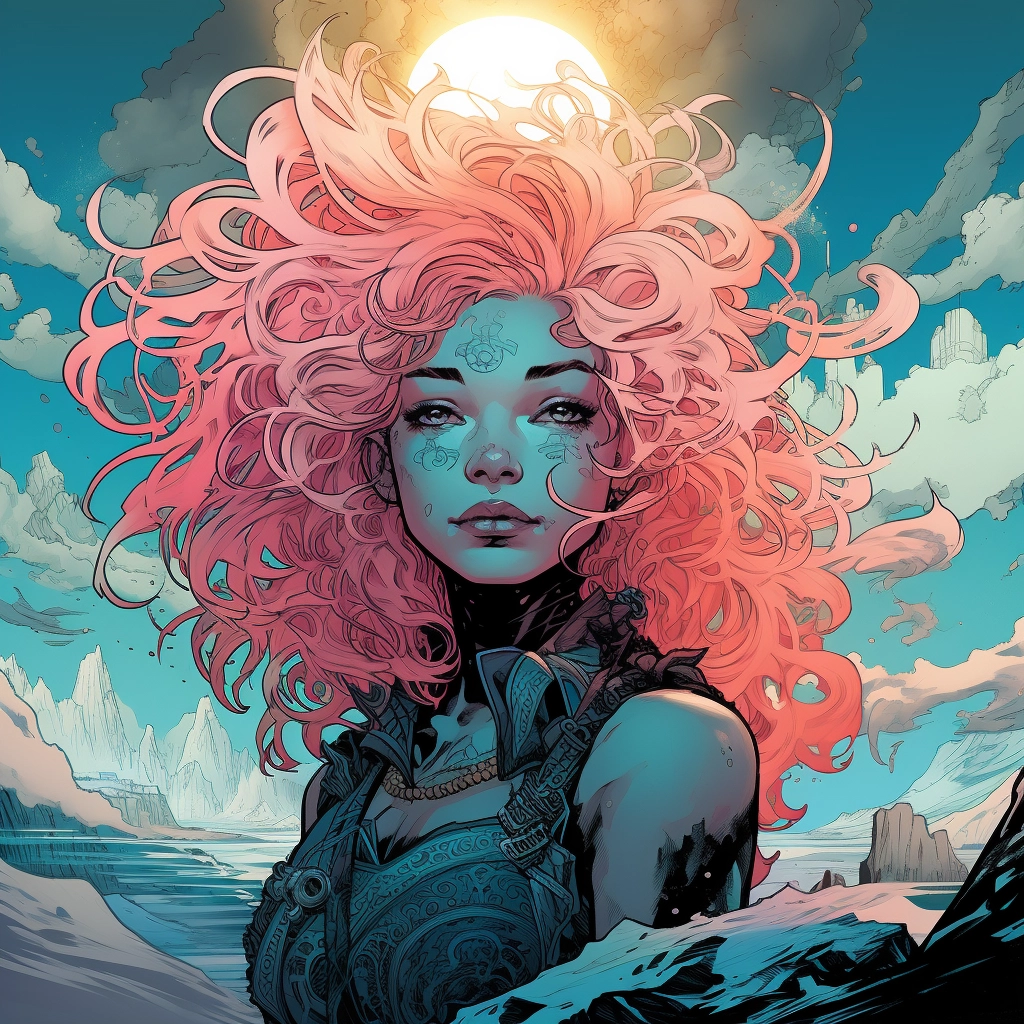 Art illustration the horizon in the style of lunarpu