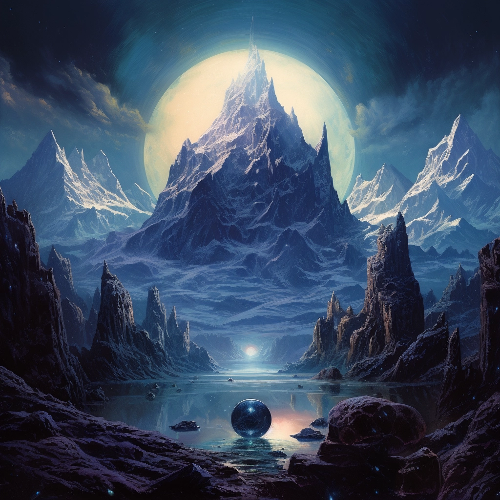 An illustration of an inverted world with a mountain