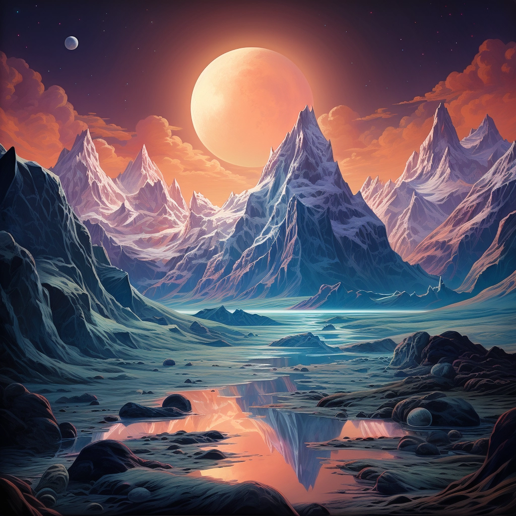 An illustration of an inverted world with a mountain