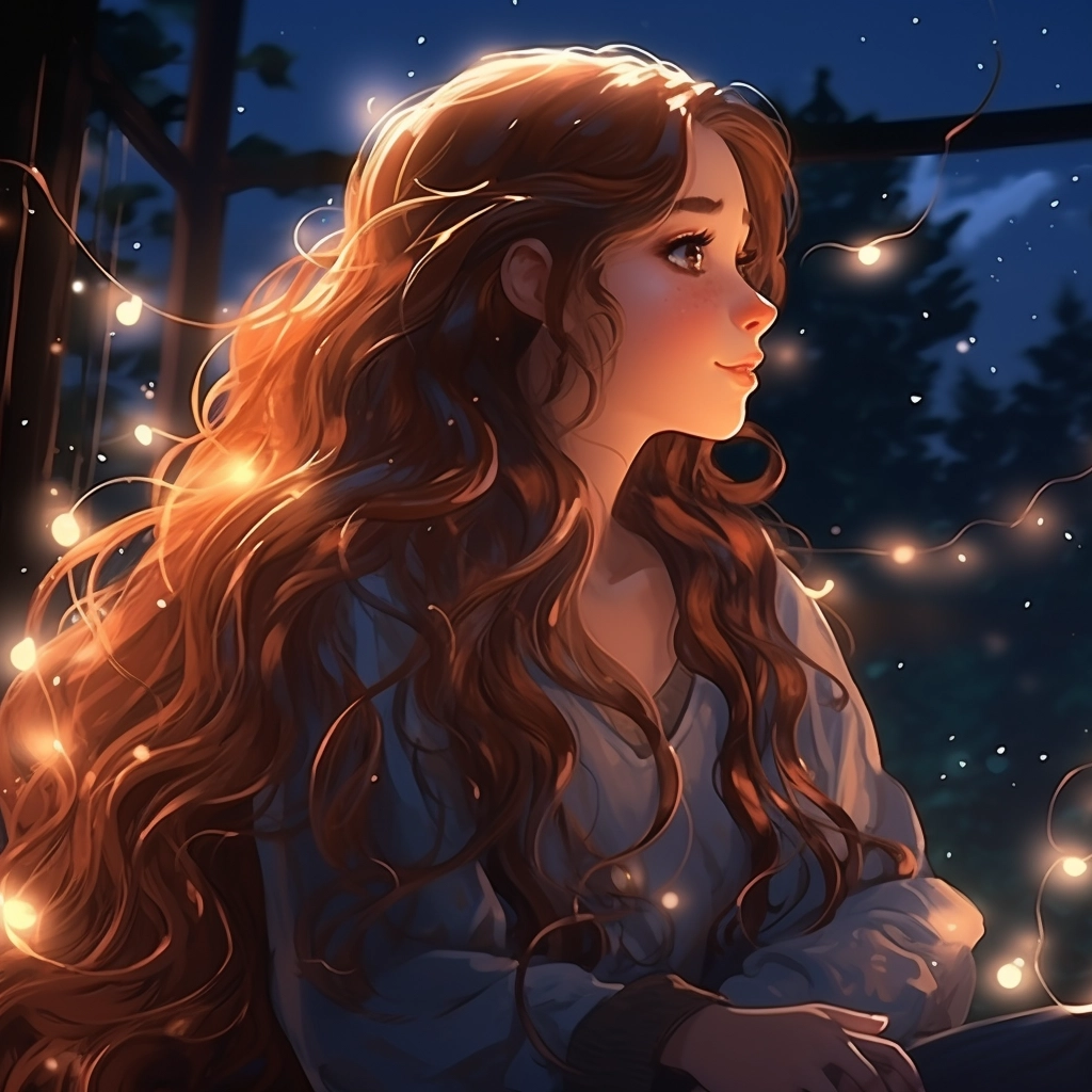 The anime girl with long hair in the style of romant
