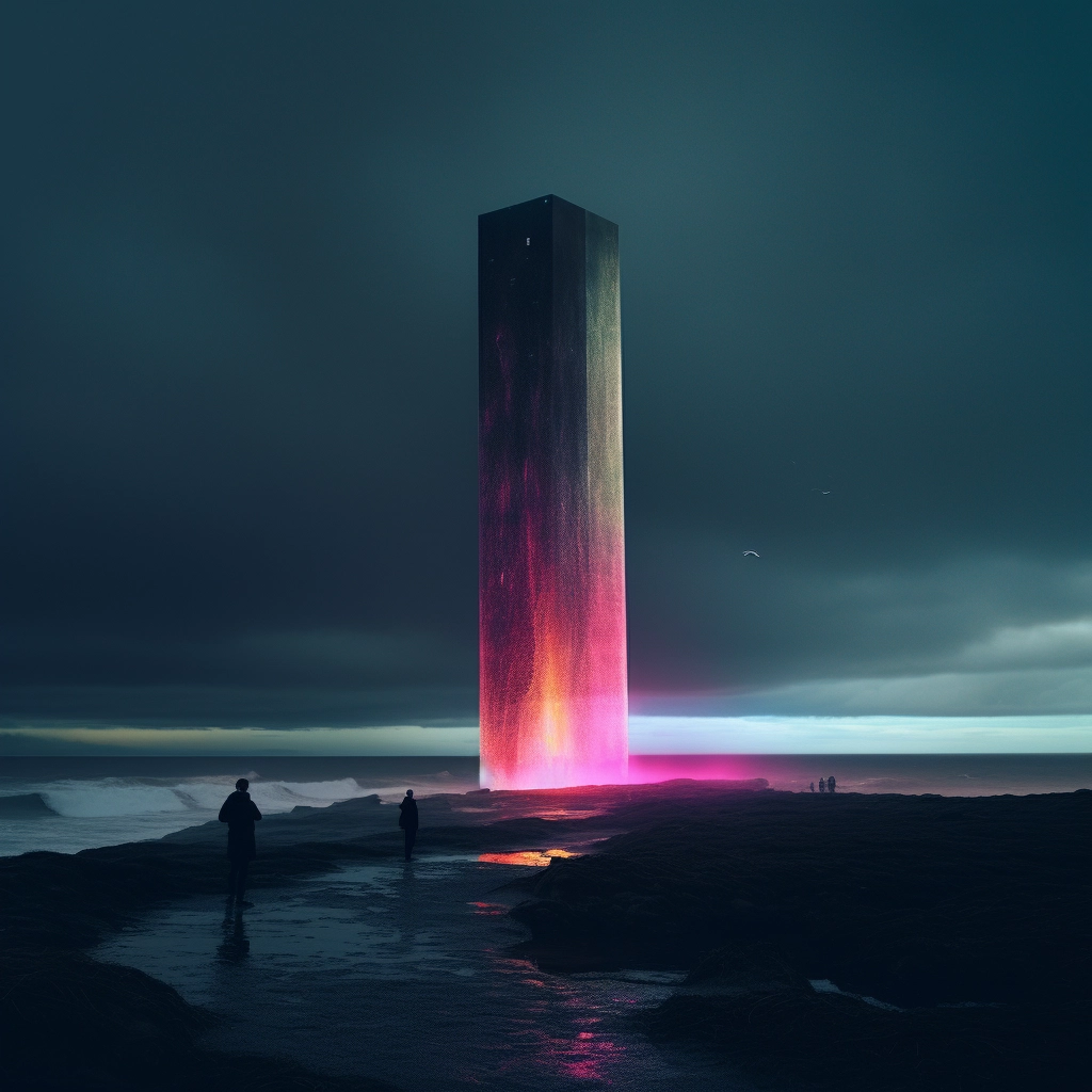 The tower on top of a large wall in the style of bee
