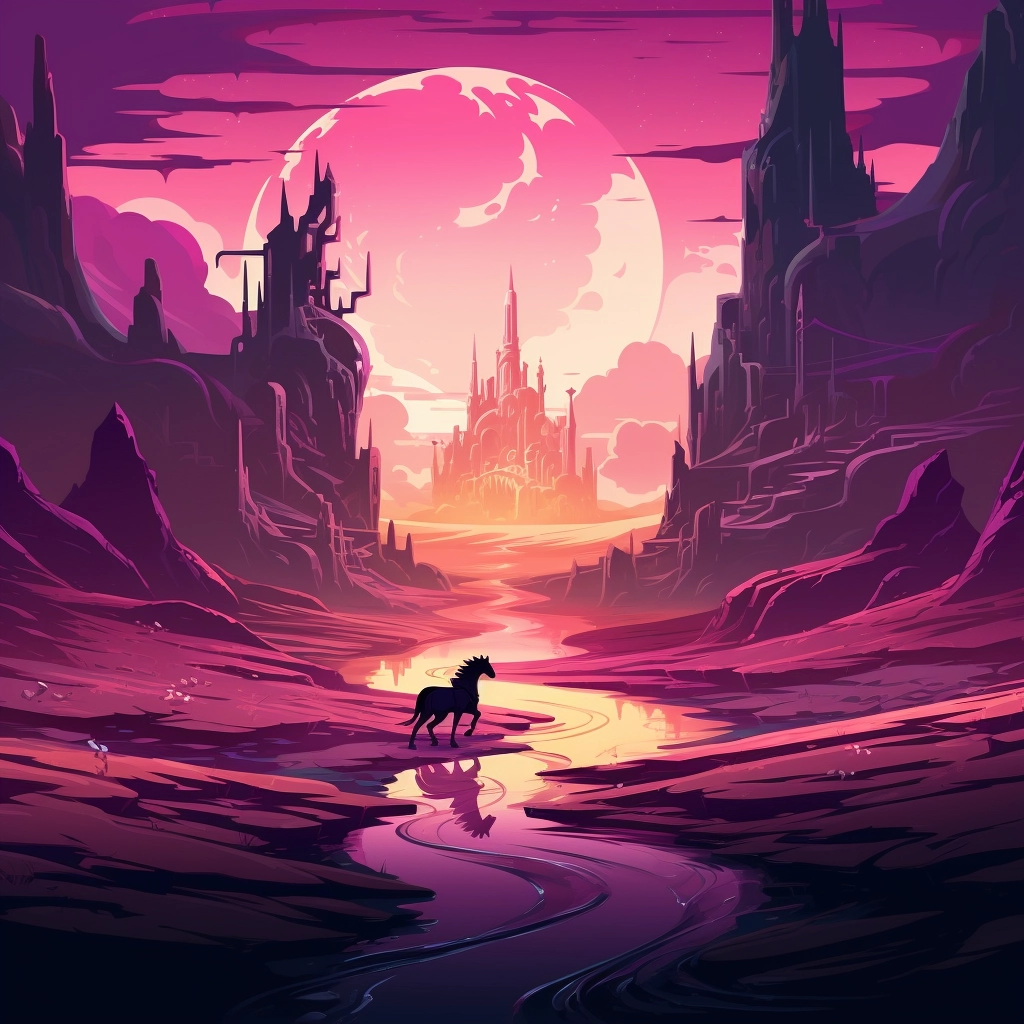 A beautiful illustration of a desert mirage in the s