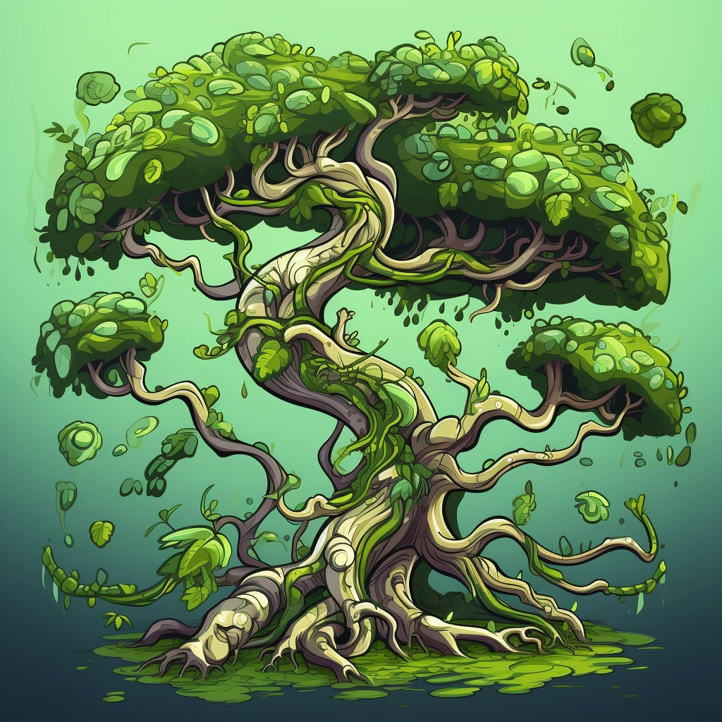 Slimey tentecle tree 2D vector