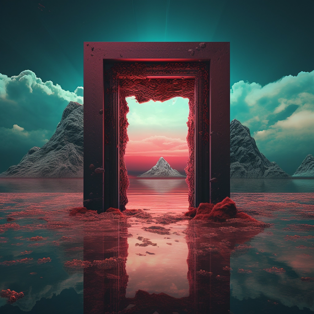 An entrance to an island in the water in the style o