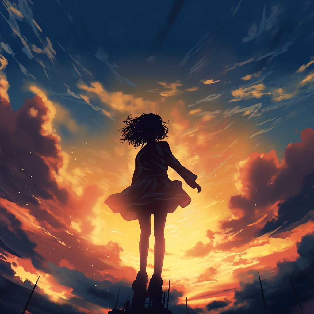 A silhouette is seen flying through the sky as it gl
