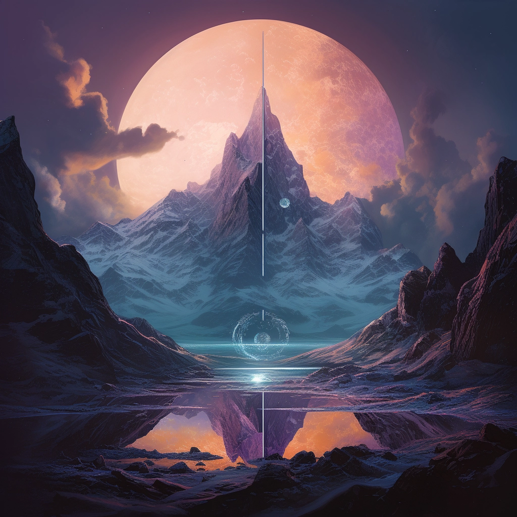 An illustration of an inverted world with a mountain
