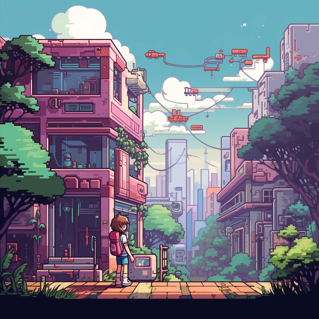 Pixel art retro anime  