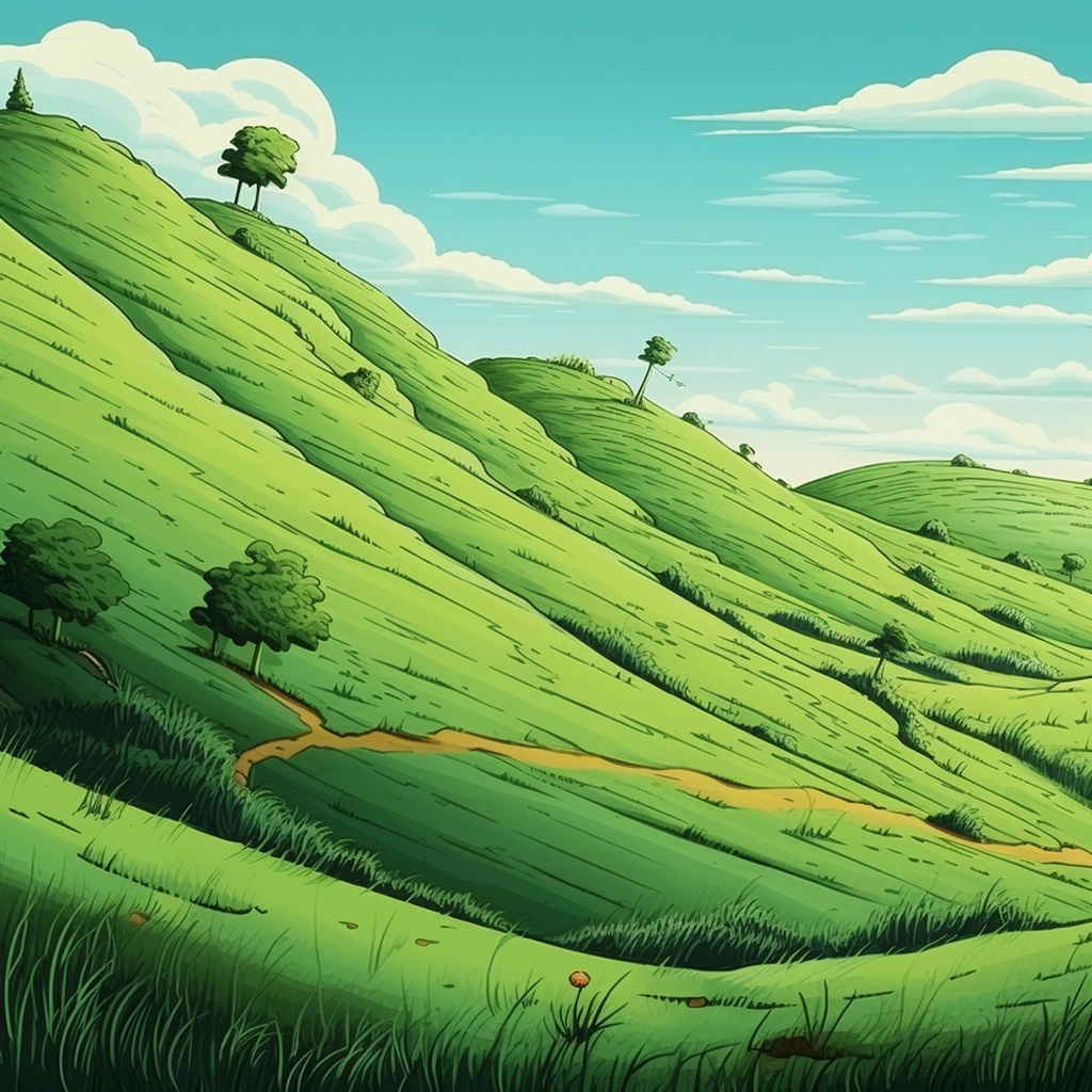Cartoon grassy hill  