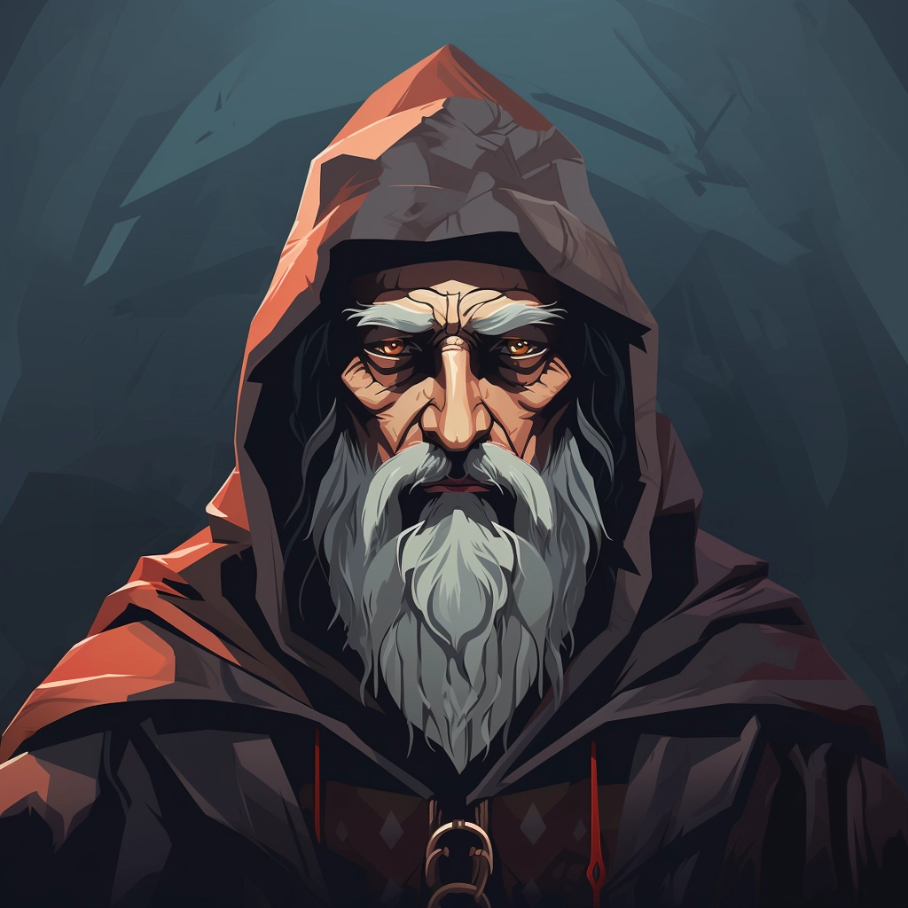 Dark medieval villager 2d vector png --ar 11  