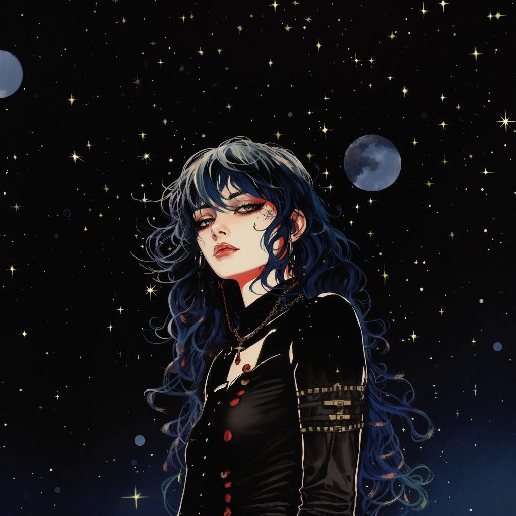 1990s anime goth starry eyed