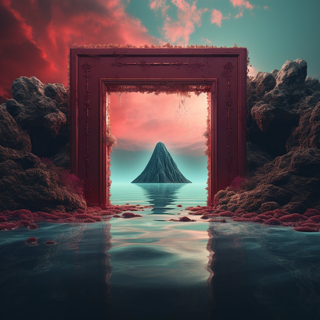 An entrance to an island in the water in the style o