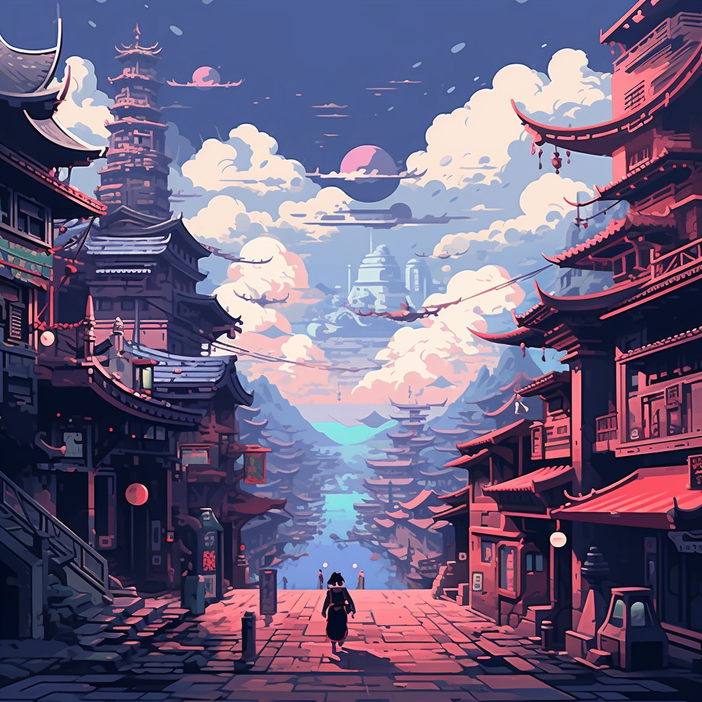 Pixel art retro anime  