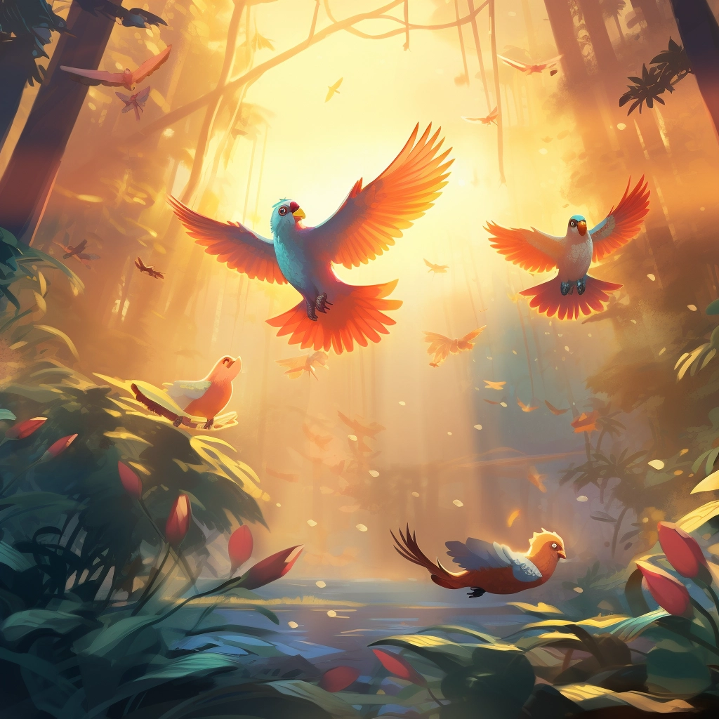 A beautiful illustration birds flying disney animati