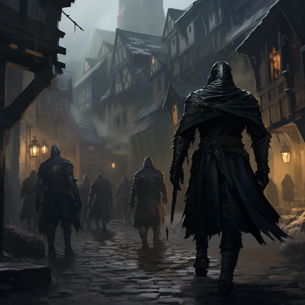 Dark medieval townsguard 2d vector png