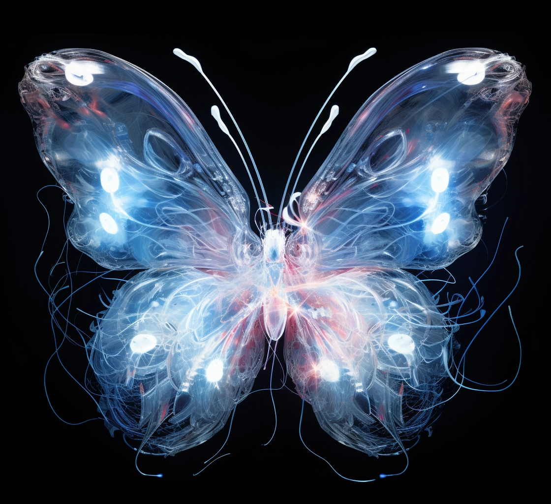 Fractal butterfly 3d transparent clip art in the sty