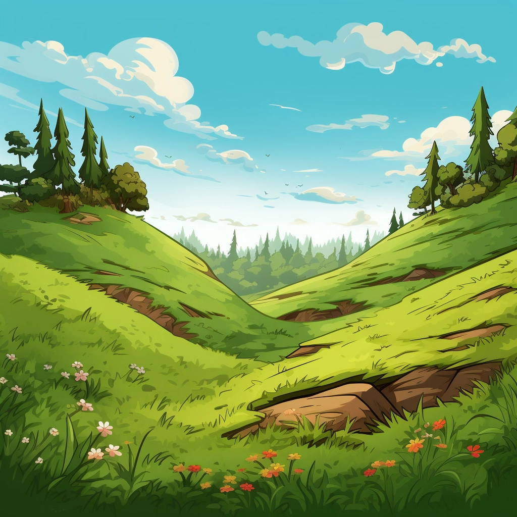 Cartoon grassy hill  