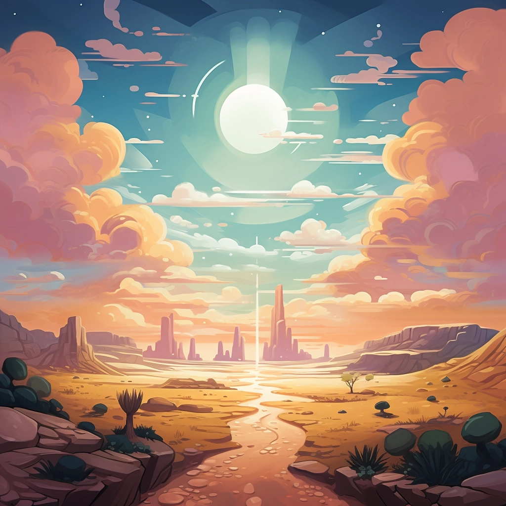 A beautiful illustration of a desert mirage disney a
