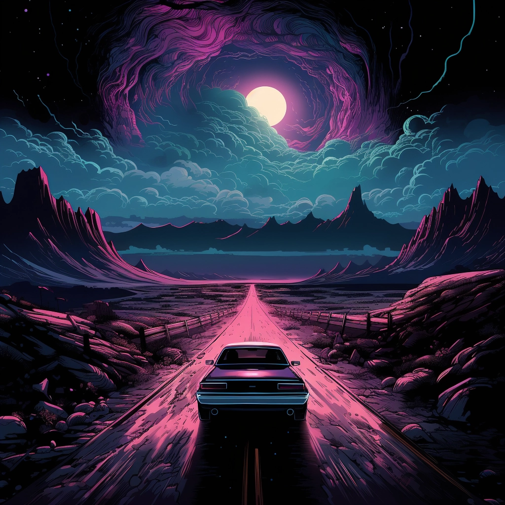 Art illustration the horizon in the style of lunarpu