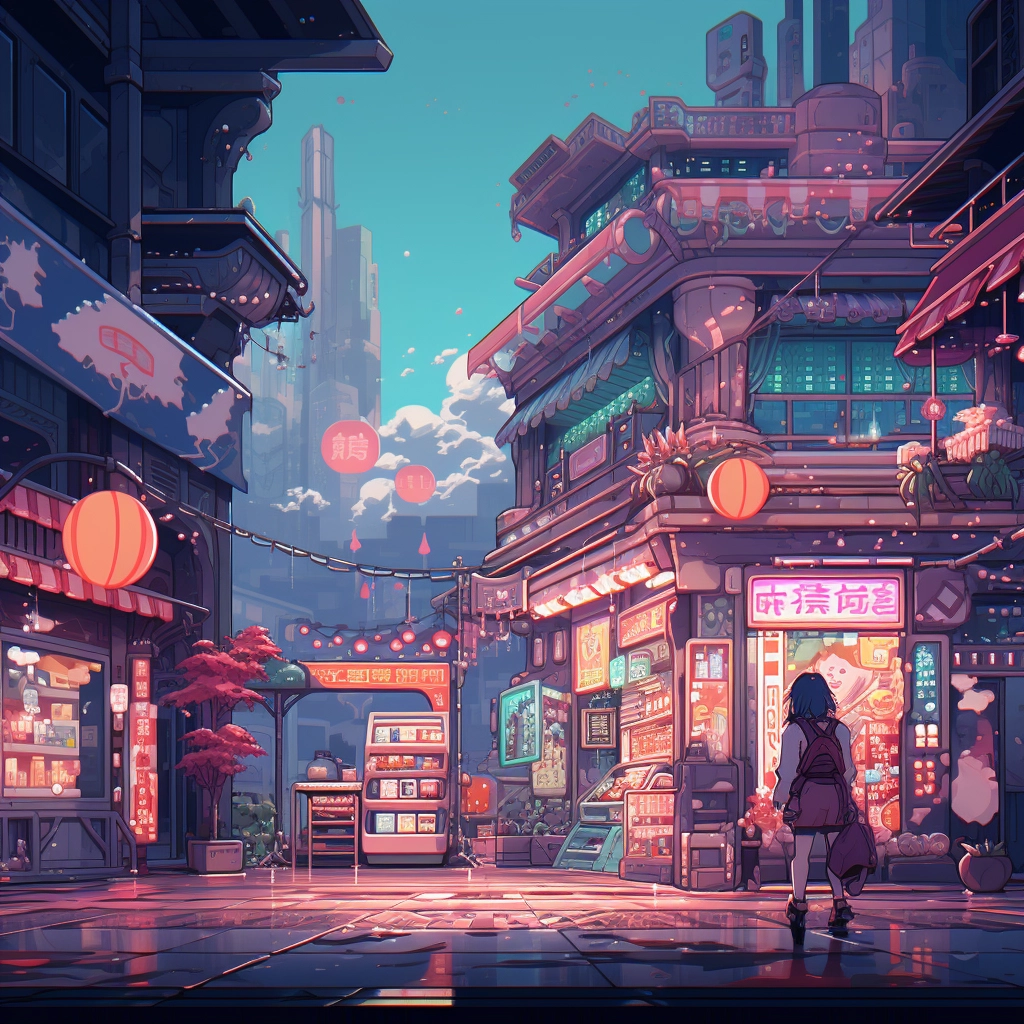 Pixel art retro anime  